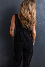 Load image into Gallery viewer, Black Adjustable Buckle Straps Multi Pocket Denim Overalls
