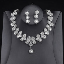 Load image into Gallery viewer, 3pc Set - Bridal Wedding Necklace + Earrings + Headwear Set
