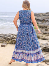 Load image into Gallery viewer, Plus Size Tied Printed Sleeveless Maxi Dress
