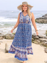 Load image into Gallery viewer, Plus Size Tied Printed Sleeveless Maxi Dress
