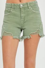 Load image into Gallery viewer, RISEN Mid Waist Frayed Hem Denim Shorts
