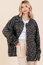 Load image into Gallery viewer, Mittoshop Leopard Button Up Denim Shacket with Breast Pockets
