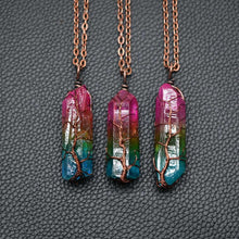 Load image into Gallery viewer, Stone Crystal Pillar Tree Of Life Pendant Fashion Necklace
