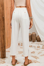 Load image into Gallery viewer, White Lace Splicing Drawstring Casual Cotton Pants
