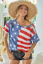 Load image into Gallery viewer, BiBi American Flag Theme Short Sleeve T-Shirt
