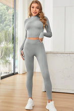 Load image into Gallery viewer, Mock Neck Long Sleeve Top and Leggings Active Set
