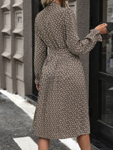Load image into Gallery viewer, Perfee Printed Mock Neck Flounce Sleeve Dress
