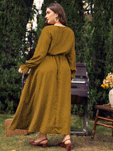 Load image into Gallery viewer, Plus Size Ruffled Polka Dot Long Sleeve Midi Dress
