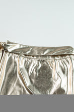 Load image into Gallery viewer, Gold Metallic Leather Knotted Wrap Midi Skirt
