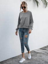 Load image into Gallery viewer, Lace-Up Round Neck Long Sleeve Sweatshirt
