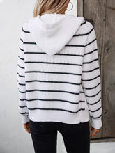 Load image into Gallery viewer, Striped Button Up Long Sleeve Hooded Cardigan
