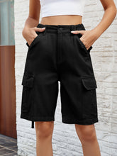 Load image into Gallery viewer, High Waist Denim Shorts with Pockets
