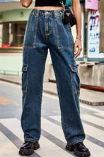 Load image into Gallery viewer, 6 Colors - Baeful Long Straight Leg Jeans with Pockets Ti Amo I love you
