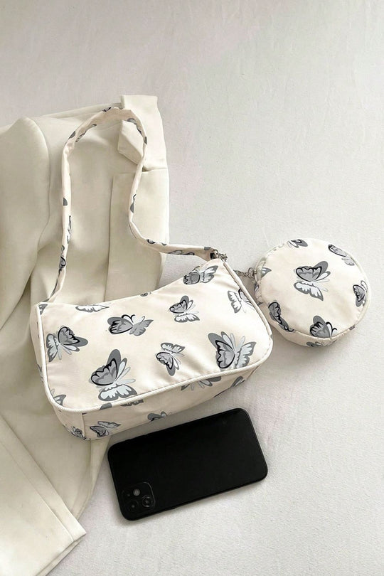 6 Colors - Butterfly Print Shoulder Bag with Purse Ti Amo I love you