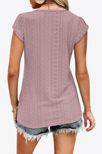 Load image into Gallery viewer, 6 Colors - Eyelet Contrast V-Neck Tee - Sizes S- 2XL Ti Amo I love you
