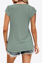 Load image into Gallery viewer, 6 Colors - Eyelet Contrast V-Neck Tee - Sizes S- 2XL Ti Amo I love you
