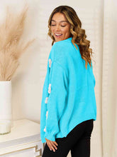 Load image into Gallery viewer, 6 Colors - Flower Dropped Shoulder Open Front Cardigan - Sizes S-XL Ti Amo I love you
