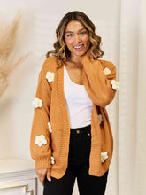 Load image into Gallery viewer, 6 Colors - Flower Dropped Shoulder Open Front Cardigan - Sizes S-XL Ti Amo I love you
