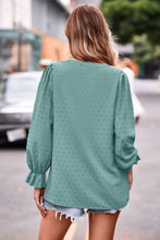 Load image into Gallery viewer, 6 Colors - Swiss Dot Notched Neck Flounce Sleeve Blouse - Sizes S-2XL Ti Amo I love you
