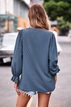 Load image into Gallery viewer, 6 Colors - Swiss Dot Notched Neck Flounce Sleeve Blouse - Sizes S-2XL Ti Amo I love you
