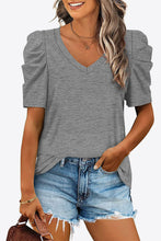 Load image into Gallery viewer, 6 Colors - V-Neck Puff Sleeve Tee - Sizes S-2XL Ti Amo I love you
