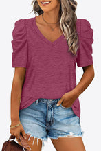 Load image into Gallery viewer, 6 Colors - V-Neck Puff Sleeve Tee - Sizes S-2XL Ti Amo I love you
