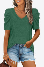 Load image into Gallery viewer, 6 Colors - V-Neck Puff Sleeve Tee - Sizes S-2XL Ti Amo I love you
