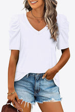 Load image into Gallery viewer, 6 Colors - V-Neck Puff Sleeve Tee - Sizes S-2XL Ti Amo I love you
