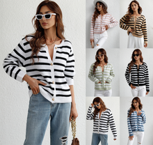 Load image into Gallery viewer, 6 Colors - Womens - Autumn / Winter - Striped Loose Single Breasted Cardigan Sweater - Sizes S-XL Ti Amo I love you
