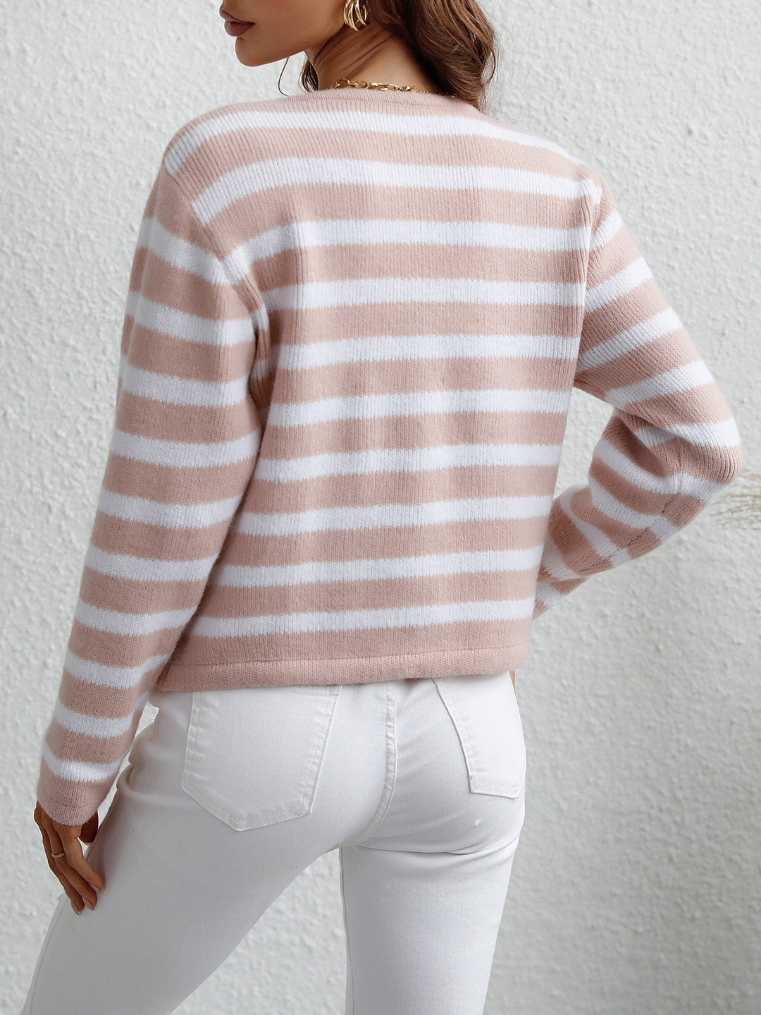 6 Colors - Womens - Autumn / Winter - Striped Loose Single Breasted Cardigan Sweater - Sizes S-XL Ti Amo I love you
