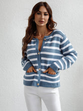 Load image into Gallery viewer, 6 Colors - Womens - Autumn / Winter - Striped Loose Single Breasted Cardigan Sweater - Sizes S-XL Ti Amo I love you
