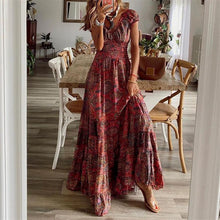 Load image into Gallery viewer, 6 Colors - Womens Long Dresses Floral Bohemian Beach Sundress - Casual V Neck Big Swing Maxi Dresses Ti Amo I love you
