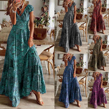 Load image into Gallery viewer, 6 Colors - Womens Long Dresses Floral Bohemian Beach Sundress - Casual V Neck Big Swing Maxi Dresses Ti Amo I love you
