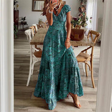 Load image into Gallery viewer, 6 Colors - Womens Long Dresses Floral Bohemian Beach Sundress - Casual V Neck Big Swing Maxi Dresses Ti Amo I love you
