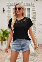 Load image into Gallery viewer, 6 Colors - Womens - Spliced Lace Flutter Sleeve Top Ti Amo I love you
