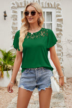 Load image into Gallery viewer, 6 Colors - Womens - Spliced Lace Flutter Sleeve Top Ti Amo I love you
