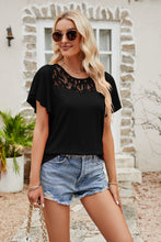 Load image into Gallery viewer, 6 Colors - Womens - Spliced Lace Flutter Sleeve Top Ti Amo I love you
