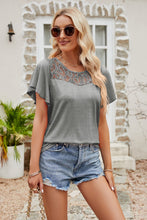 Load image into Gallery viewer, 6 Colors - Womens - Spliced Lace Flutter Sleeve Top Ti Amo I love you
