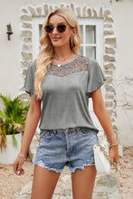 Load image into Gallery viewer, 6 Colors - Womens - Spliced Lace Flutter Sleeve Top Ti Amo I love you
