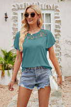 Load image into Gallery viewer, 6 Colors - Womens - Spliced Lace Flutter Sleeve Top Ti Amo I love you
