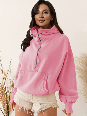 6 Colors - Zip-Up Dropped Shoulder Hoodie Ti Amo I love you