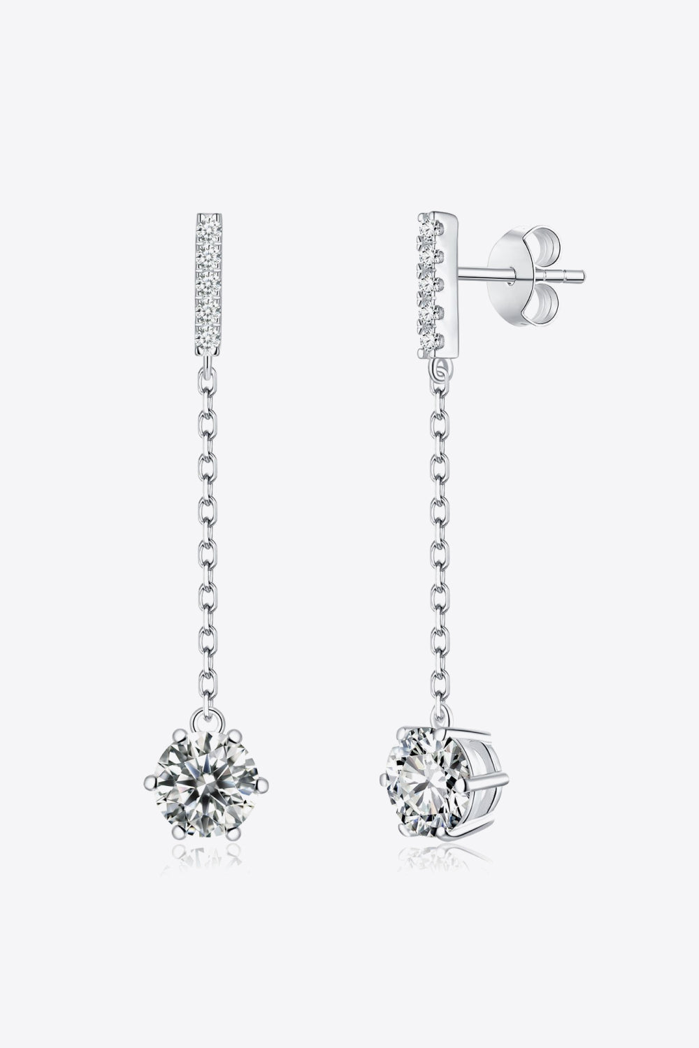 6-Prong Round Moissanite Drop Earrings Ti Amo I love you