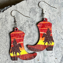 Load image into Gallery viewer, 6 Styles- Boots Shape Wooden Dangle Earrings Ti Amo I love you
