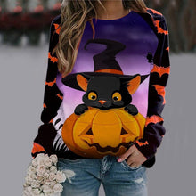 Load image into Gallery viewer, 6 Styles - Halloween Cartoon Print Sweatshirt Long Sleeve Pullover Tops Ti Amo I love you
