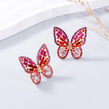 Load image into Gallery viewer, Alloy Inlaid Rhinestone Butterfly Earrings
