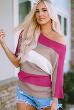 Load image into Gallery viewer, Color Block Boat Neck Half Sleeve Knit Top
