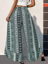 Load image into Gallery viewer, Slit Ruffled Geometric Wide Leg Pants
