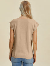 Load image into Gallery viewer, Double Take Full Size Notched Cap Sleeve Knit Top
