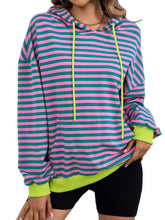 Load image into Gallery viewer, Drawstring Striped Long Sleeve Hoodie
