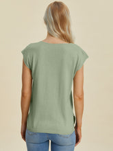 Load image into Gallery viewer, Double Take Full Size Notched Cap Sleeve Knit Top
